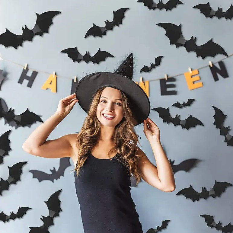 Set 3 lilieci decorativi, Zola®, Halloween, diferite marimi 47cm, 37 cm, 31 cm, 20 autoadezive Set 3 lilieci decorativi, Zola®, Halloween, diferite marimi 47cm, 37 cm, 31 cm, 20 autoadezive